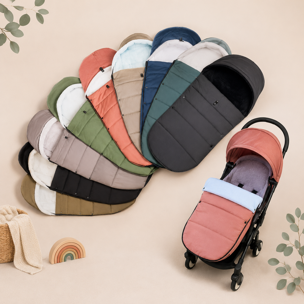 Chancelières pour poussette Yoyo bébé en différents coloris avec modèle installé sur poussette