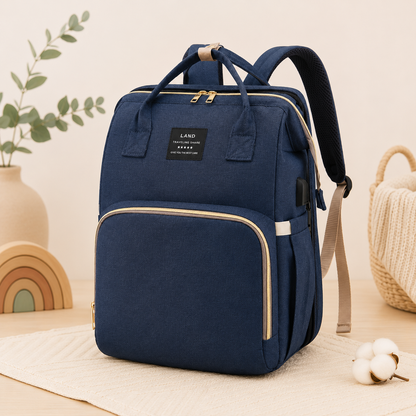 Sac à langer sac à dos bleu avec grande capacité et design pratique pour bébé