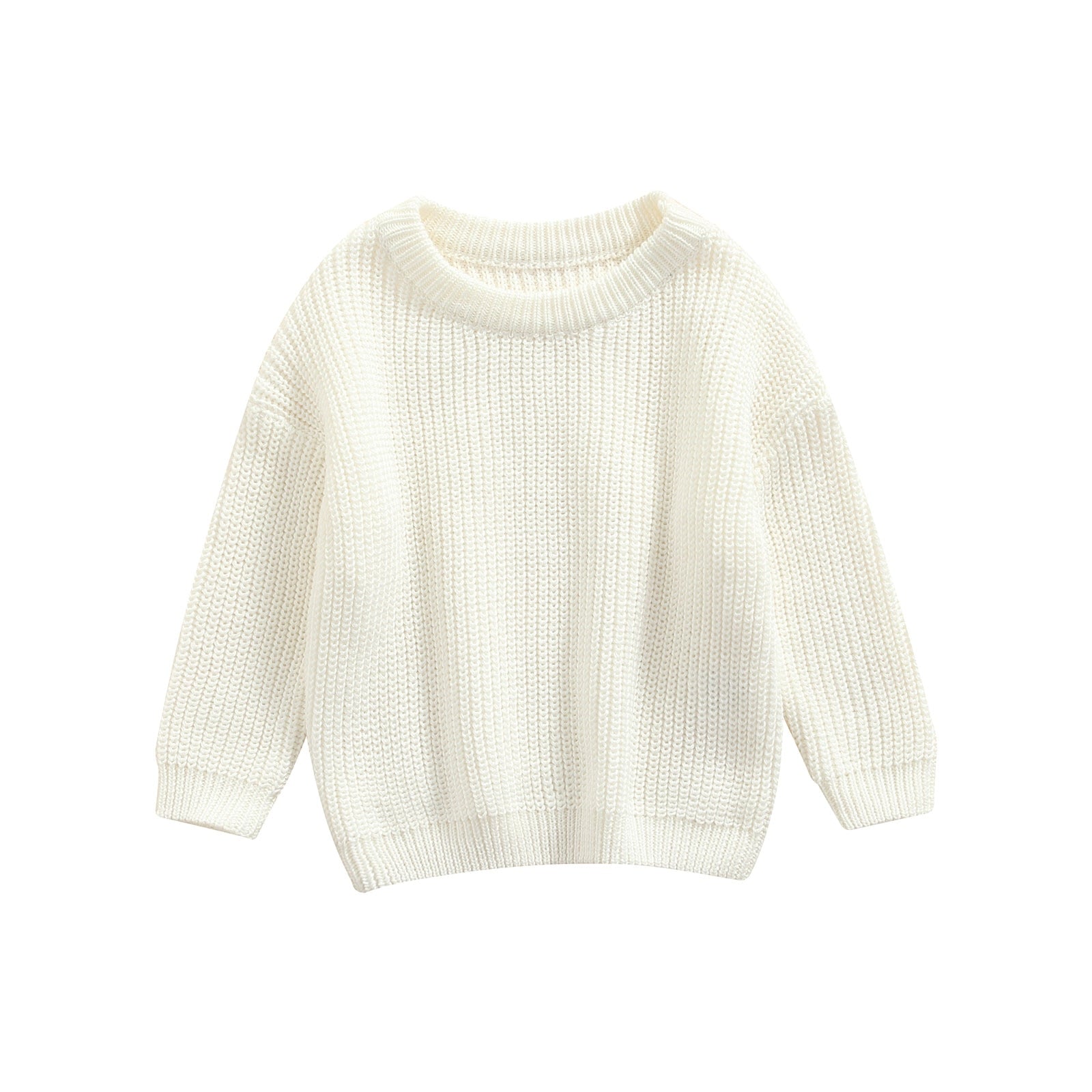 Pull coton bébé col rond blanc