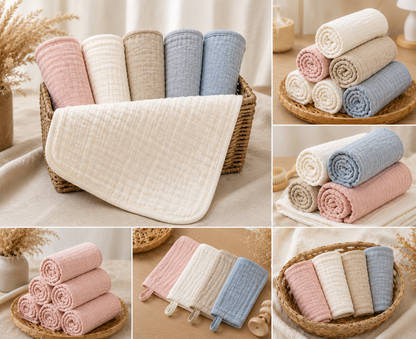 Serviettes bébé gaze de coton style bohème”