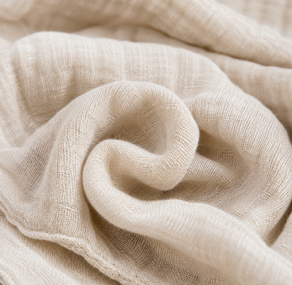 Zoom Tissu gaze de coton couleur crème